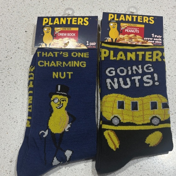 Blue and Black Planters peanut Crew Socks - Picture 1 of 7